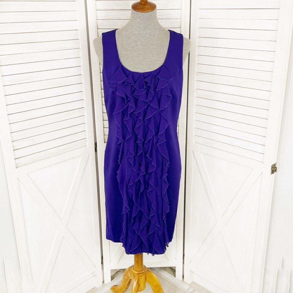 Spense Ruffle Front Sleeveless Sheath‎ Dress Purple 10
